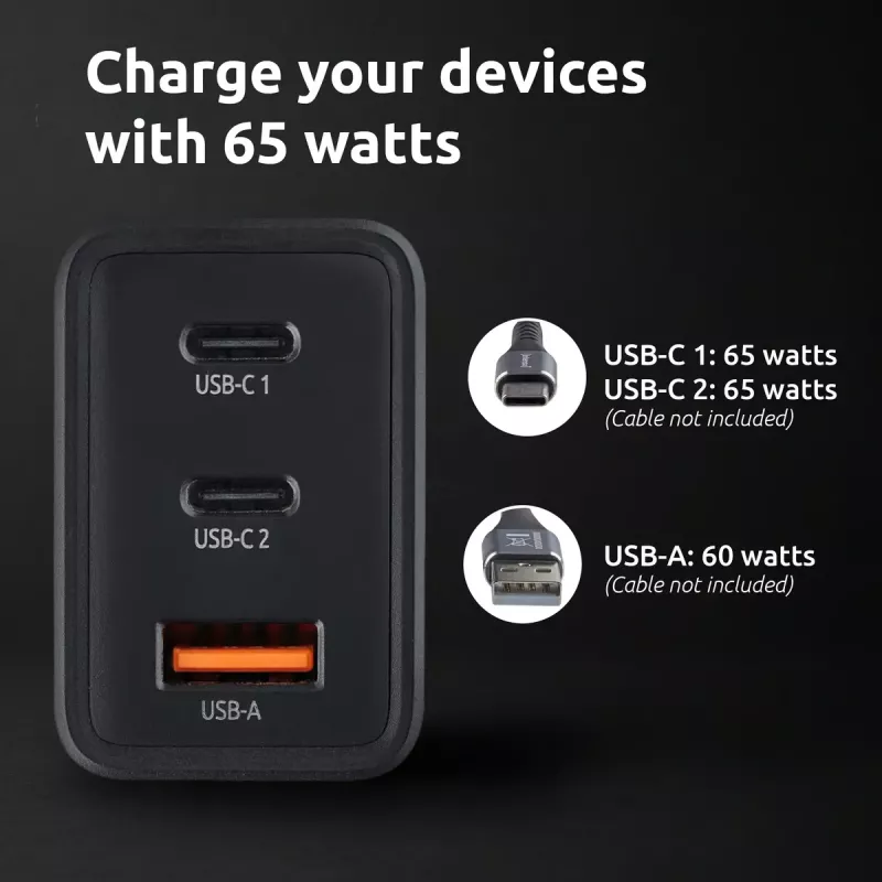 Napájací zdroj Intenso W65ACC USB-A a USB-C konektory čierny
