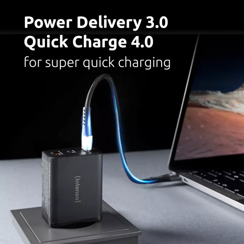 Napájací zdroj Intenso W65ACC USB-A a USB-C konektory čierny