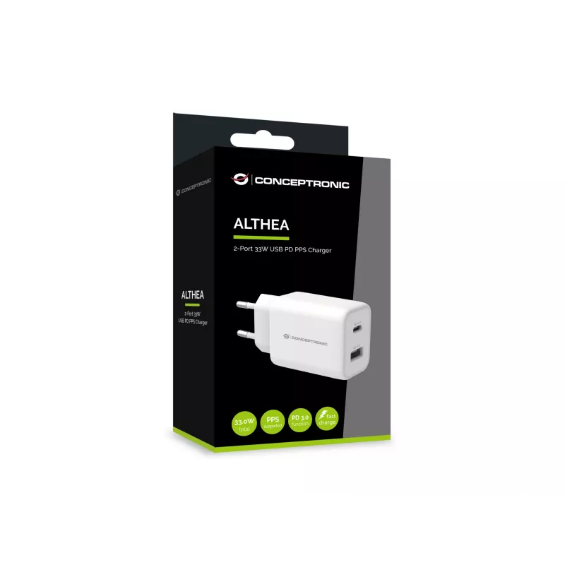 Conceptronic ALTHEA 2-port 33W USB PD PPS nabíjačka, QC 3.0