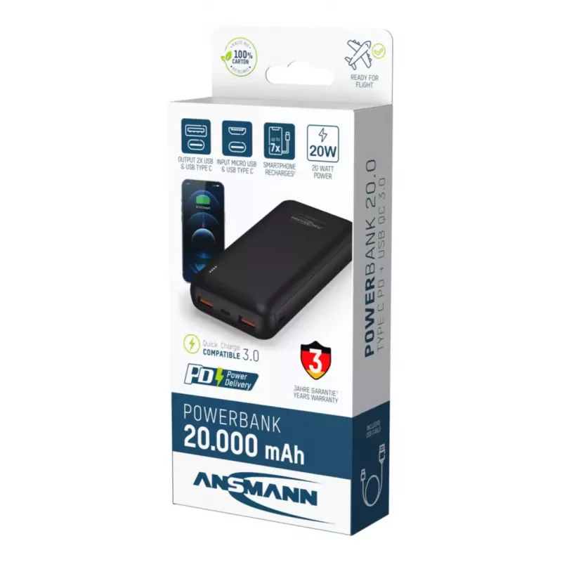 Prenosná powerbanka Ansmann PB320PD 20000 mAh