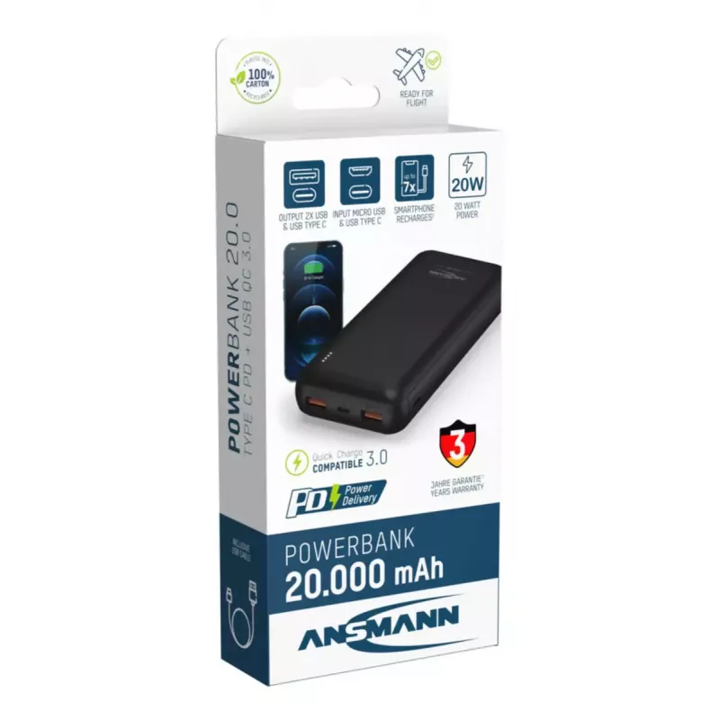 Prenosná powerbanka Ansmann PB320PD 20000 mAh