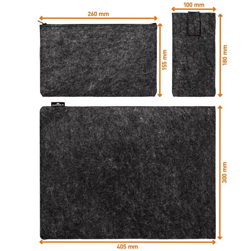 Durable 507158 MultiBag EFFECT obal na notebook / tablet 16,4″ (41,7 cm), plsť z recyklovaného PET, s vreckom na príslušenstvo a telefón
