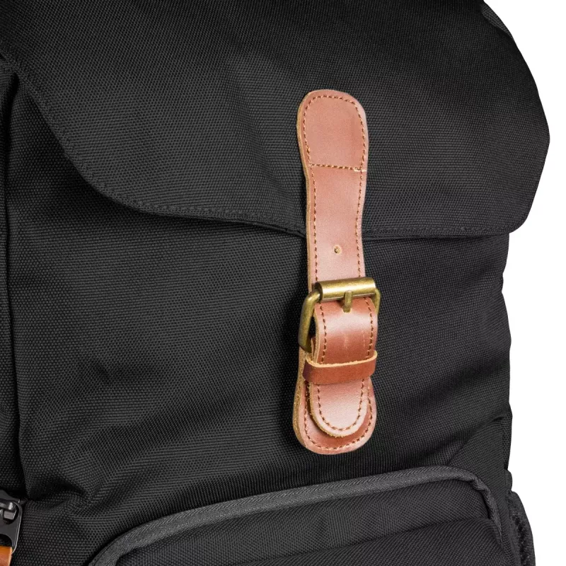 Batoh Mantona Luis junior čierny hnedý koža kov polyester syntetika