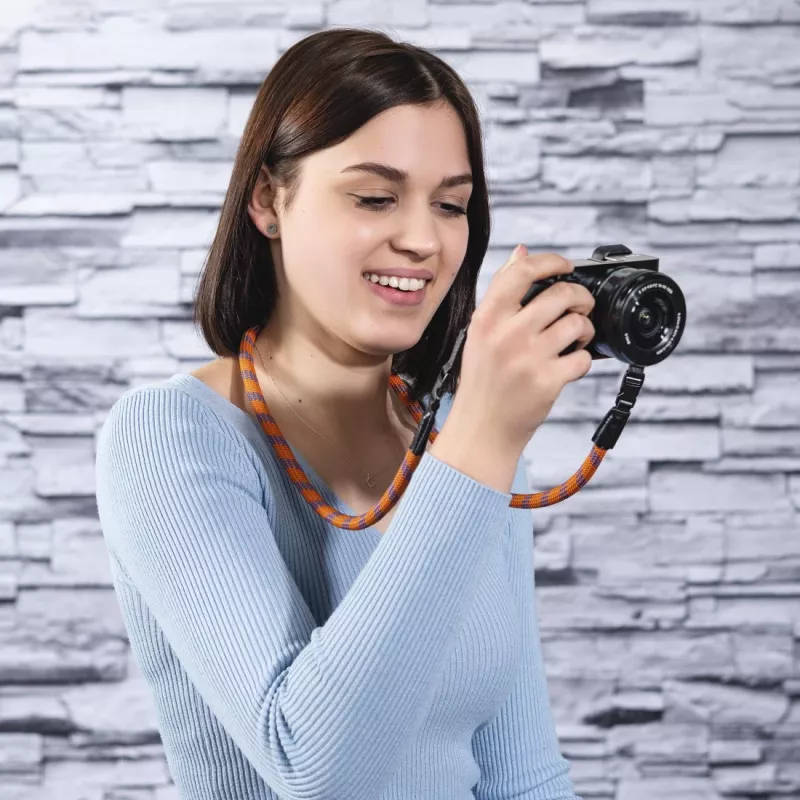 Hama Braid 120 popruh na digitálny fotoaparát nylon modrý, oranžový