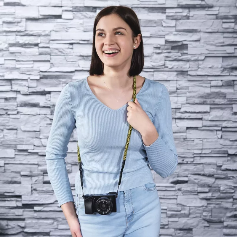 Hama Braid 120 popruh na digitálny fotoaparát nylon čierny, žltý