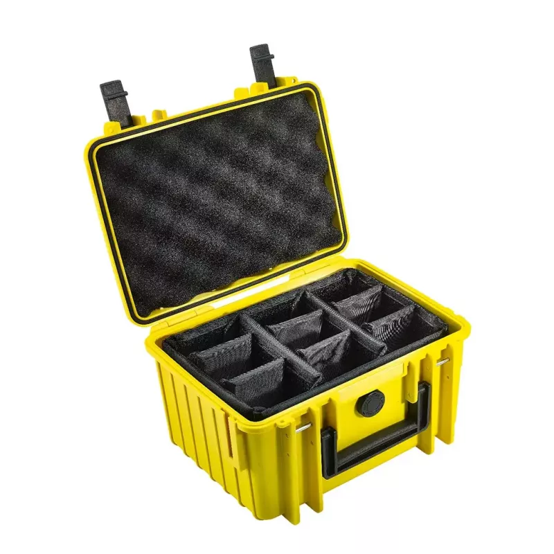 B&W Cases Typ 2000 žlté polypropylén 9 priehradiek 270x215x165 mm