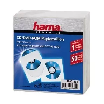 Hama papierové obaly na CD-ROM 50, biele 50 diskov