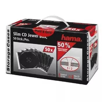 Hama 51269 CD slim jewel case balenie 50 kusov 1 disk transparentné