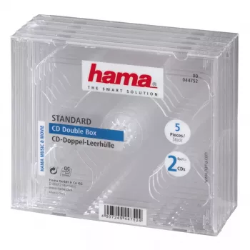 Hama 44752 CD dvojité jewel case balenie 5 ks pre 2 disky transparentné