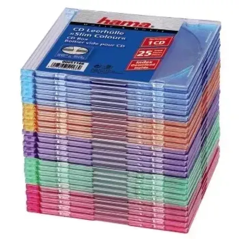 Hama CD slim box balenie 25 ks, farebný 1 disk viacfarebné