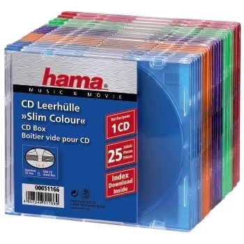 Hama CD slim box balenie 25 ks, farebný 1 disk viacfarebné