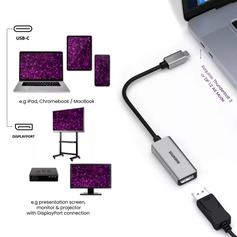 USB-C na DisplayPort adaptér Marmitek 8371 4K 60Hz