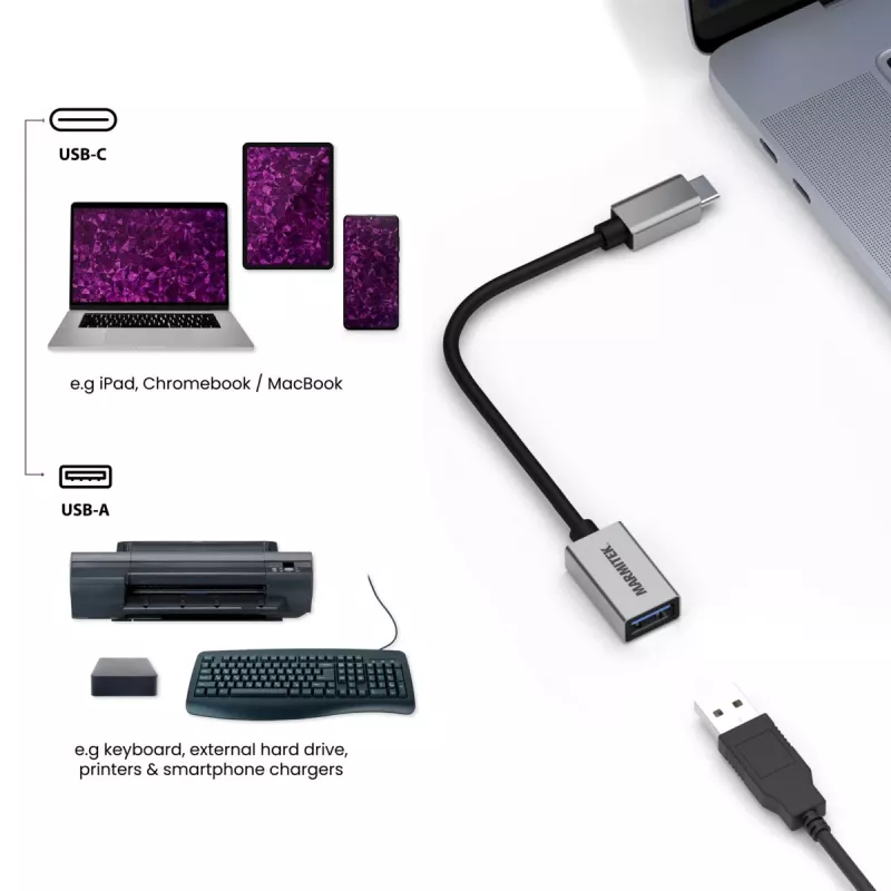 USB kábel Marmitek 08375 0,15 m USB 3.2 Gen 1 USB-C USB-A čierny strieborný