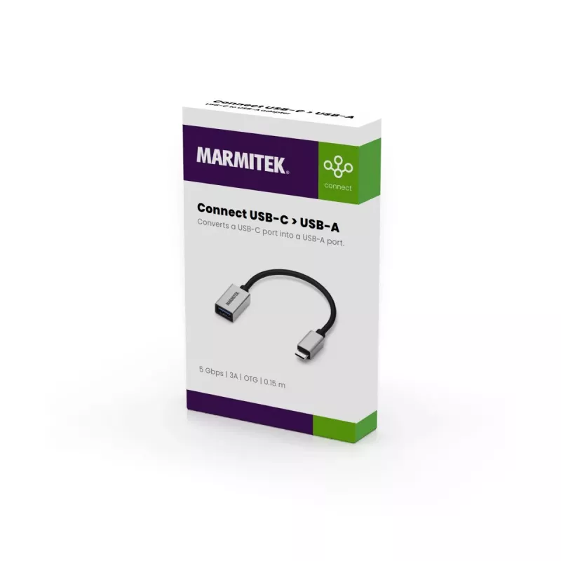 USB kábel Marmitek 08375 0,15 m USB 3.2 Gen 1 USB-C USB-A čierny strieborný