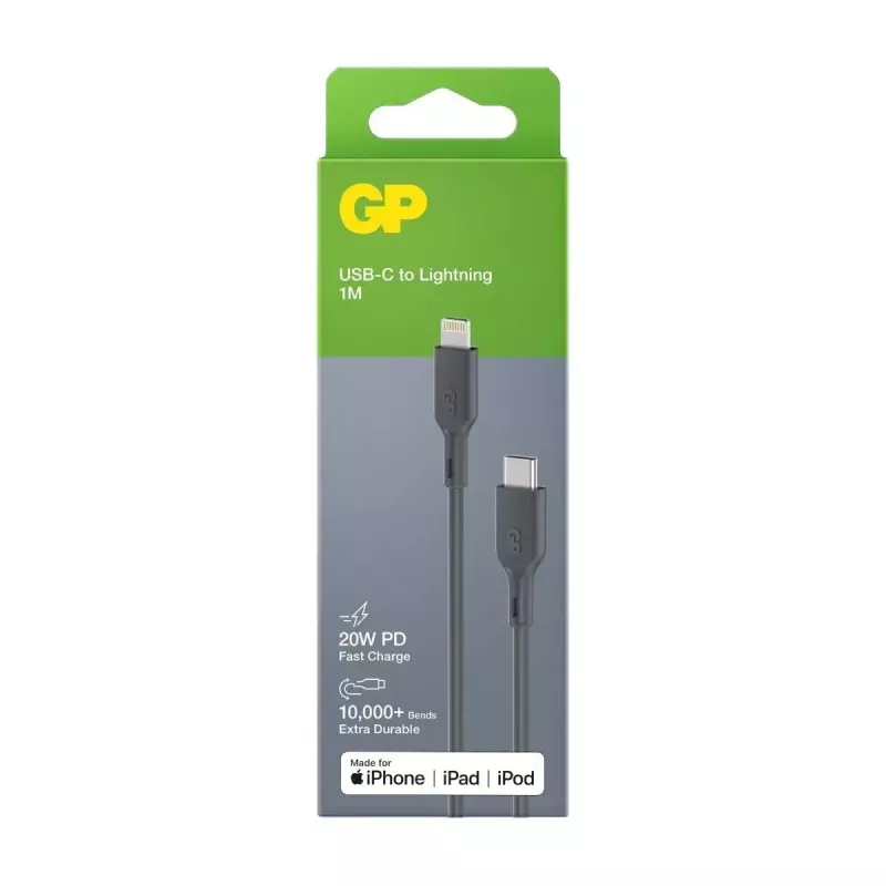 Kábel GP Batteries CL1P 1m sivý Lightning USB C
