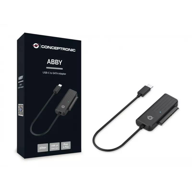 Conceptronic ABBY USB-C na SATA adaptér, čierny, Čína, 32 mm, 12 mm, 65 mm, 22 g