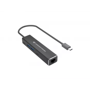 Conceptronic ABBY13B Gigabit Ethernet USB 3.2 Gen 1 adaptér s USB hubom, GbE, USB-A x 2, USB-C x 2