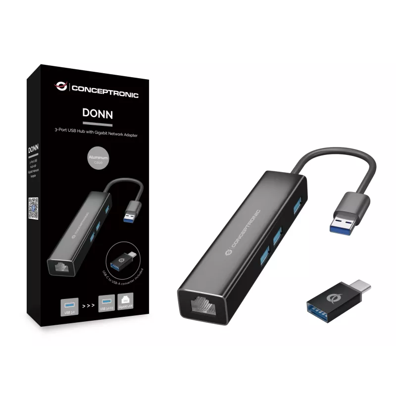 Conceptronic DONN07BA USB 3.2 Gen 1 (3.1 Gen 1) Type-A čierna