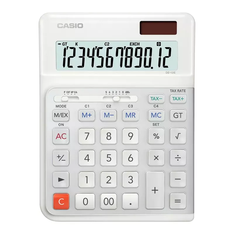 Stolná kalkulačka Casio DE-12E-WE základná 12-miestna biela