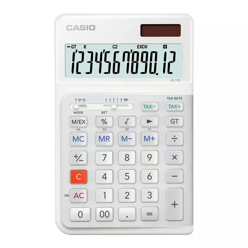 Základná kalkulačka Casio JE-12E-WE stolná 12-miestna biela