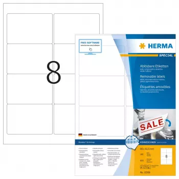 Odnímateľné etikety HERMA 10308 A4 96x63,5 mm biele