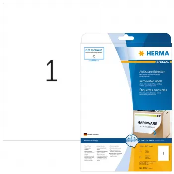 Samolepiaca tlačová etiketa HERMA odnímateľné etikety A4 210x297 mm biela Movables