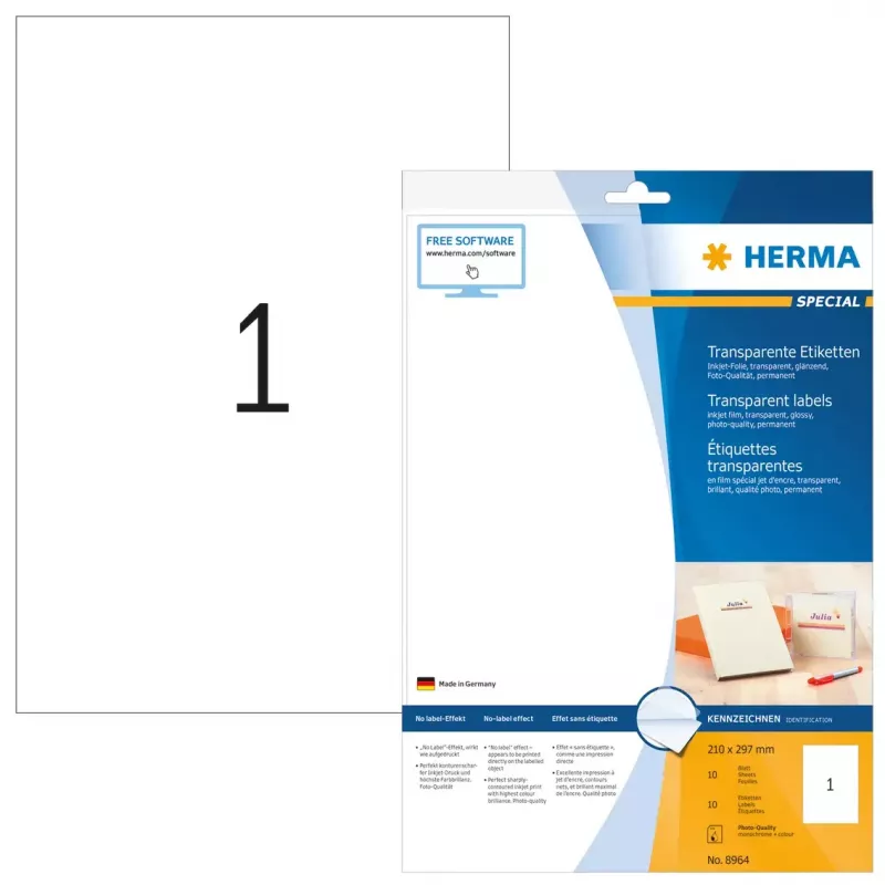 Inkjet fóliové etikety HERMA A4 210x297 mm lesk 10 kusov