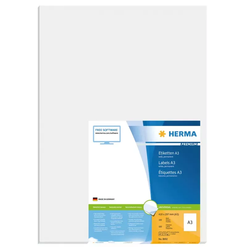 A3 etikety Premium HERMA 8692 297x420 mm biela papier matný
