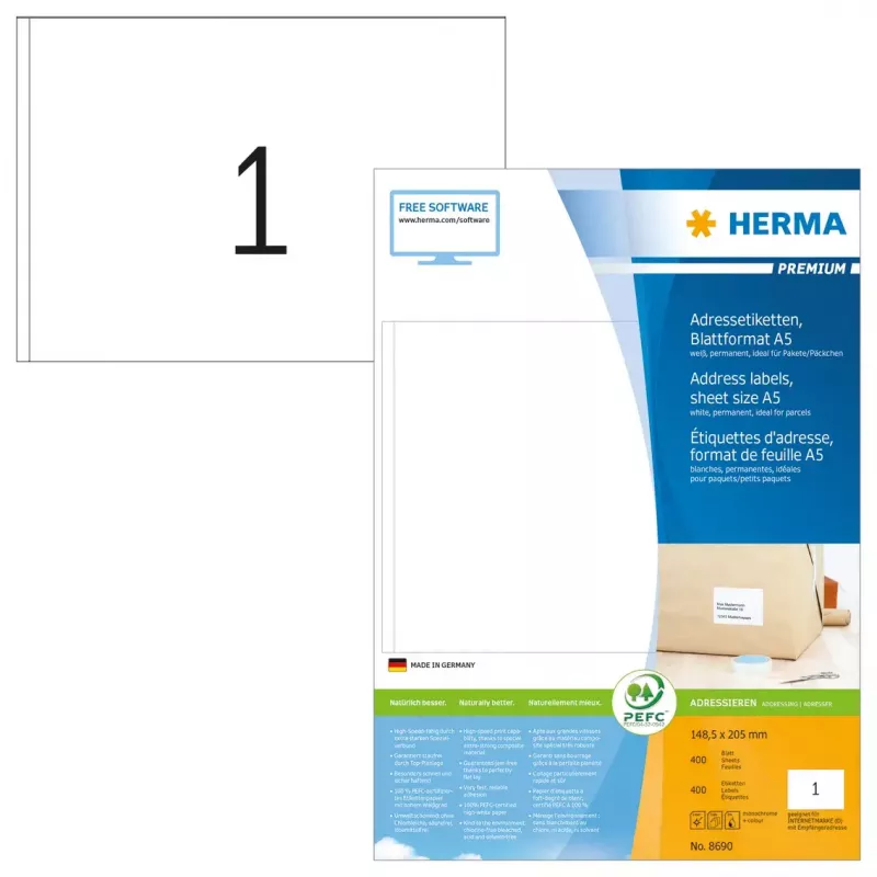 Adresné etikety Premium HERMA A5 148,5x205 mm 400 ks