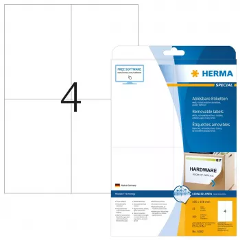 Odnímateľné etikety HERMA 5082 A4 105x148 mm biela