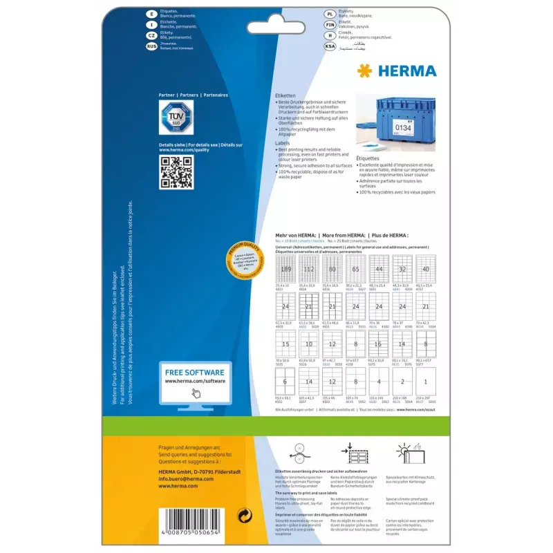 Samolepiaca etiketa do tlačiarne HERMA Labels Premium A4 210x297 mm