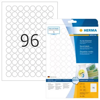 Samolepiace etikety HERMA Movables A4 Ø 20 mm okrúhle biela