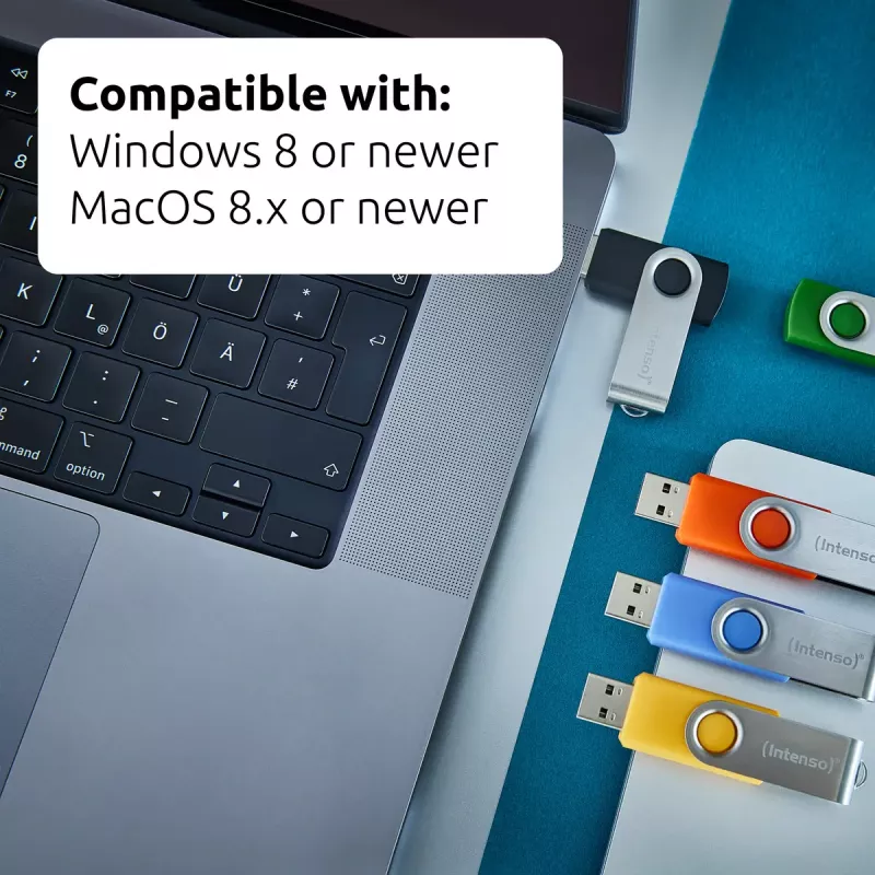 INTENSO Office Line USB kľúč multi-pack 5×64 GB, USB-A, USB 3.2 Gen 1, Swivel, viacfarebný
