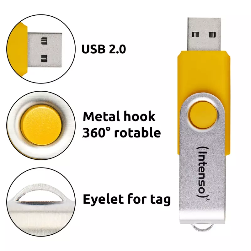 INTENSO Office Line USB kľúč multi-pack 5×64 GB, USB-A, USB 3.2 Gen 1, Swivel, viacfarebný