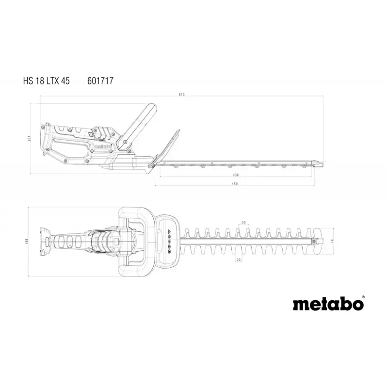 Metabo HS 18 LTX 45 Akumulátorové nožnice na živý plot (Tool Only)