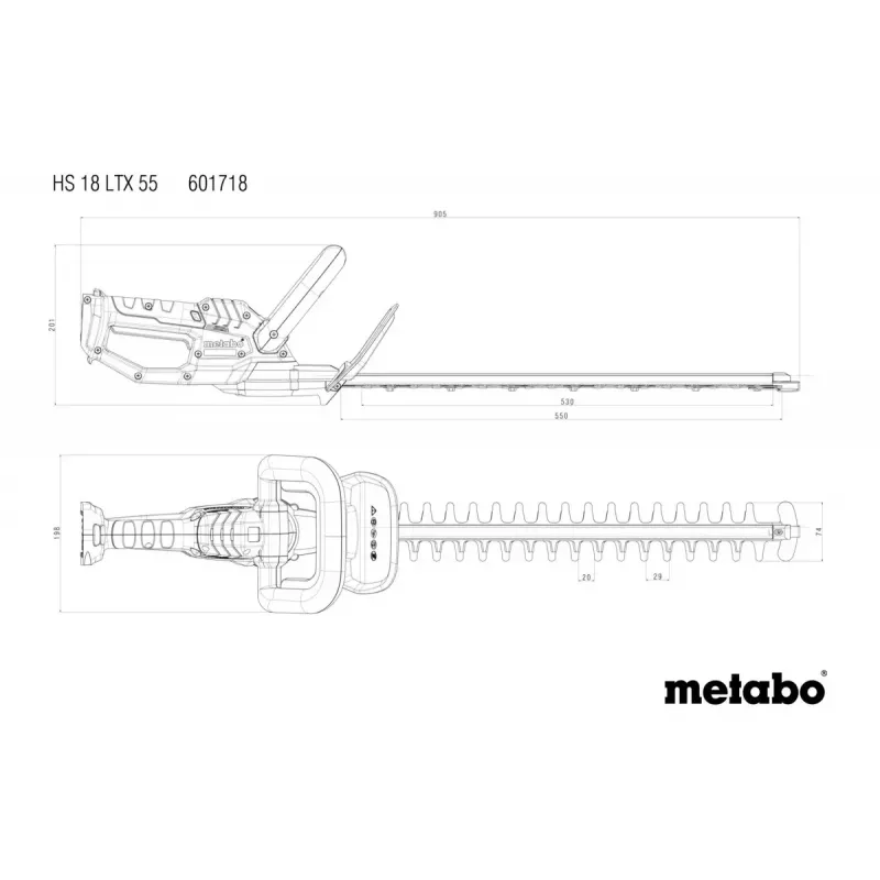 Metabo HS 18 LTX 55 Akumulátorové nožnice na živý plot s obojstrannou čepeľou, 18 V, dĺžka rezu 55 cm, bez batérie a nabíjačky