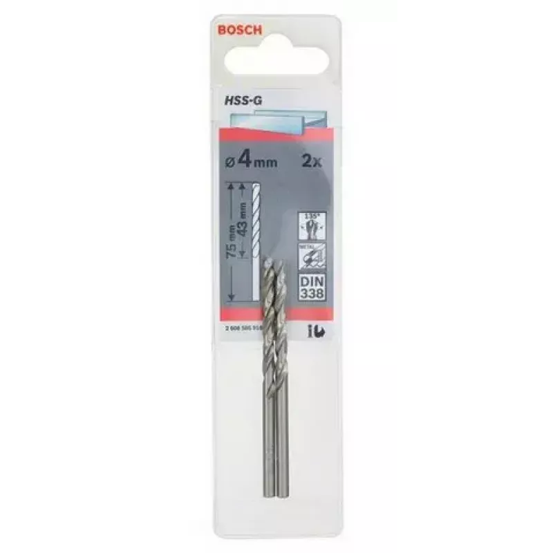 Špirálový vrták Bosch kovový vrták HSS-G DIN 338 4 mm 2 kusy
