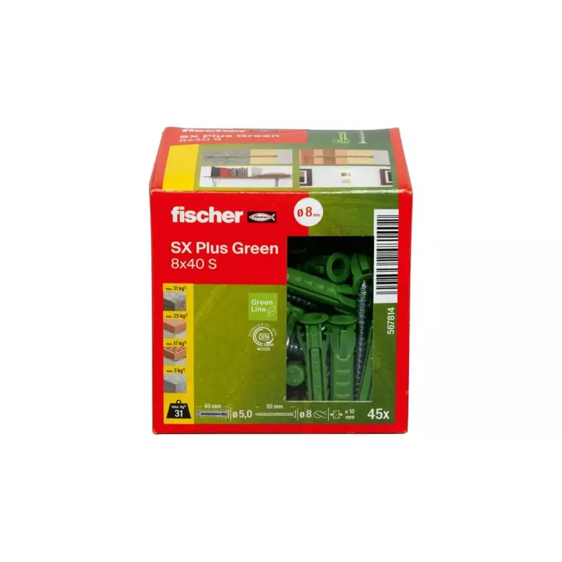 Sada skrutiek a hmoždiniek Fischer 567814 45 kusov 8 mm priemer 40 mm dĺžka