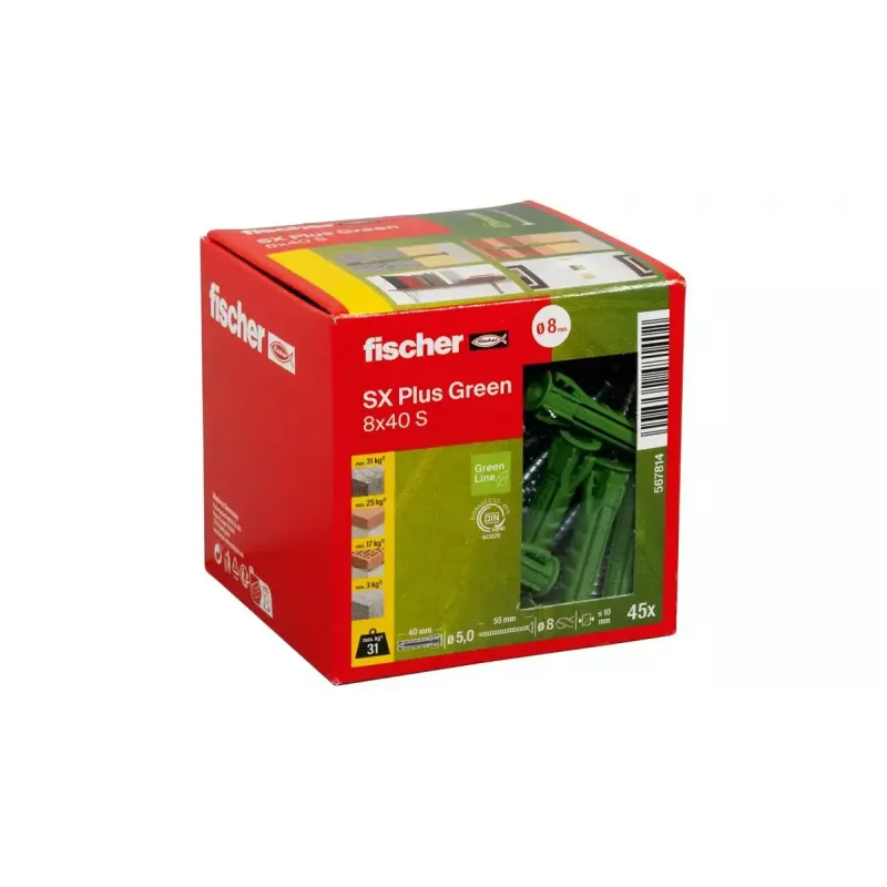 Sada skrutiek a hmoždiniek Fischer 567814 45 kusov 8 mm priemer 40 mm dĺžka