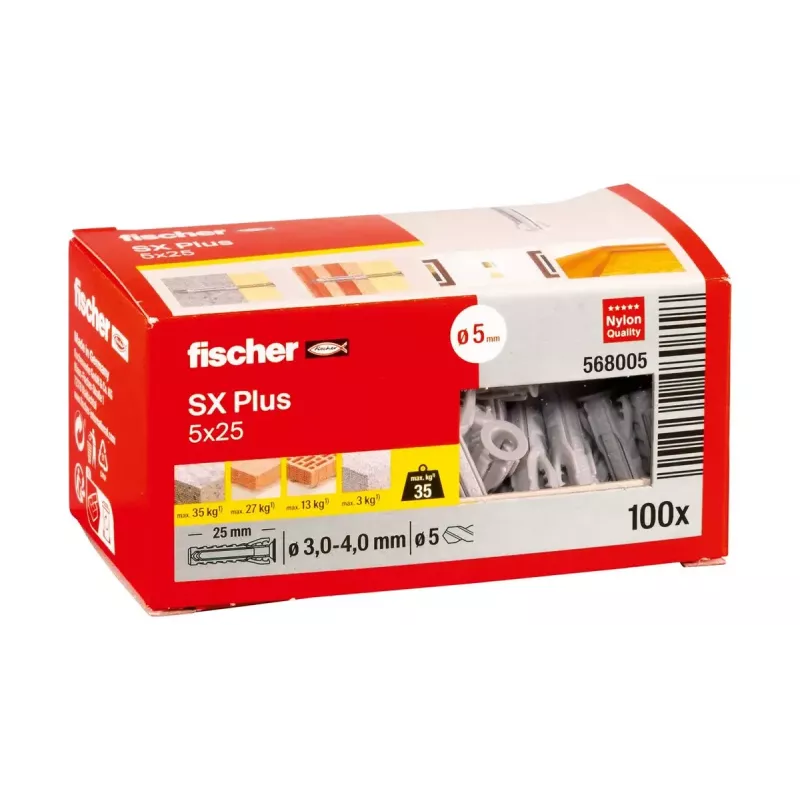 Rozporná hmoždinka Fischer 568005 5 mm 25 mm nylon 100 ks