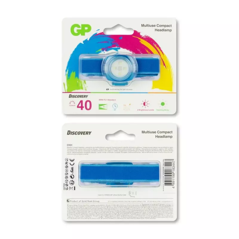 Čelová lampa GP Lighting CH31 modrá LED 100 lm 40 m