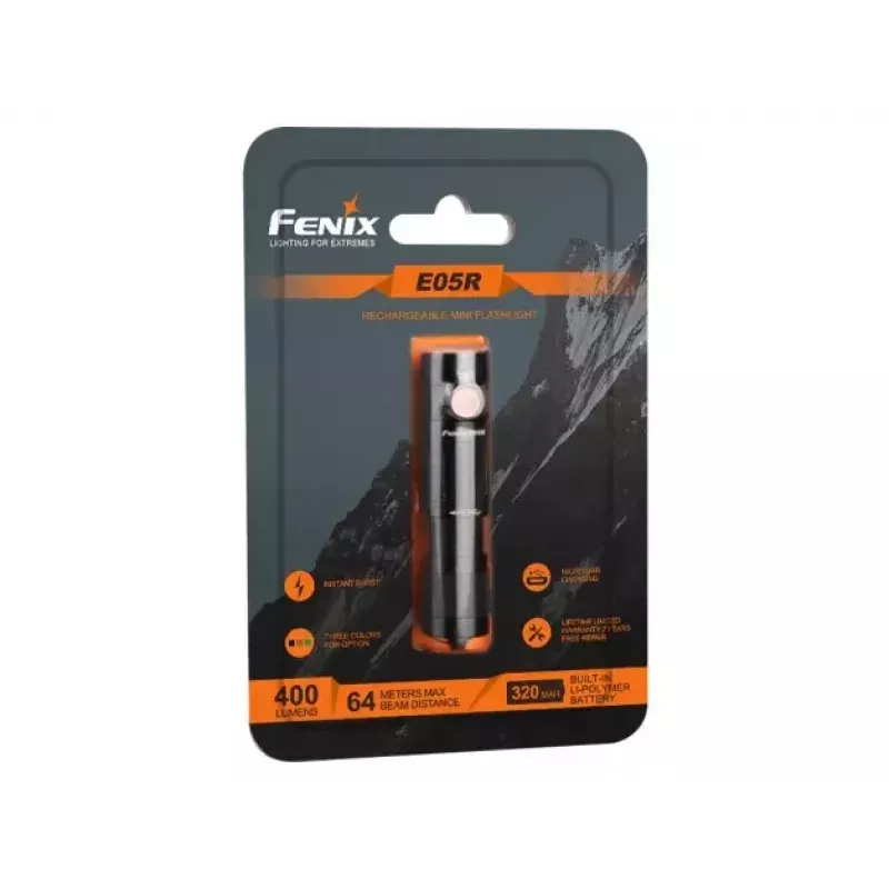 Baterka Fenix E05R čierna ručná baterka LED duralumínium IP68 30 h