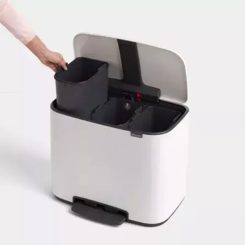 Brabantia Bo 121005 pedálový kôš, 3 x 11 L, biely