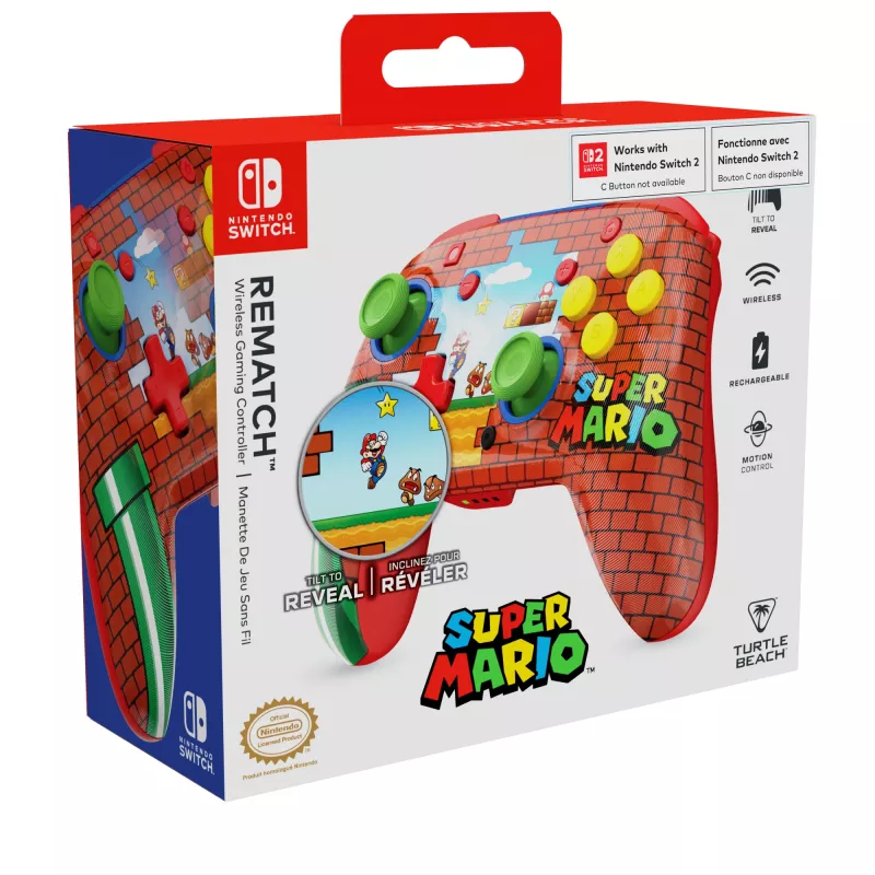 Turtle Beach Rematch Bezdrôtový ovládač pre Nintendo Switch, Mario Bricks Reveal