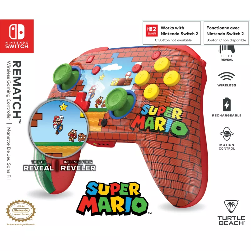 Turtle Beach Rematch Bezdrôtový ovládač pre Nintendo Switch, Mario Bricks Reveal