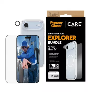 Súprava na ochranu obrazovky PanzerGlass 3-in-1 Explorer Set CR66372 pre iPhone 17 Air (tvrdé sklo, ochrana kamery, čistiace nástroje)