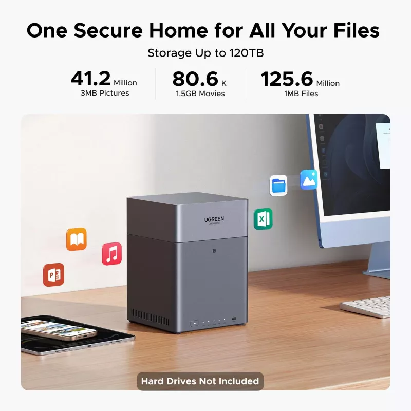 UGREEN NAS DH4300 Plus 4-bay 120TB s 2.5GbE a USB-C
