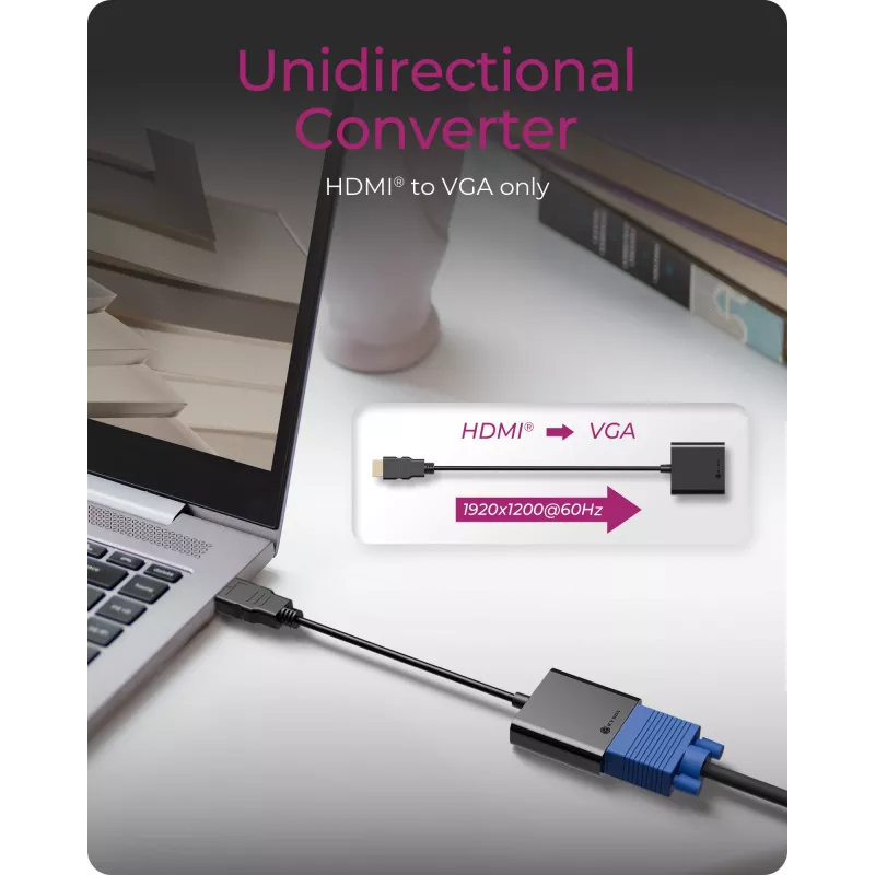 HDMI na VGA adaptér IcyBox IB-AC502a — HDMI A (konektor samec) na VGA (konektor samica) adaptér