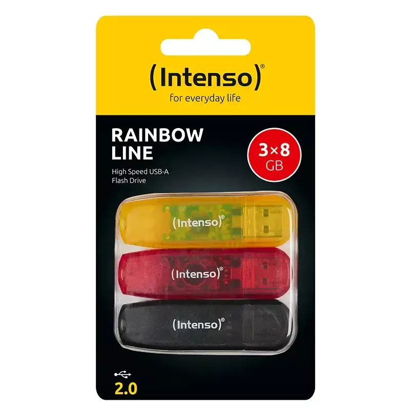 Intenso Rainbow Line USB flash disk 8 GB, USB-A 2.0, multibalenie 3 ks, viacfarebný