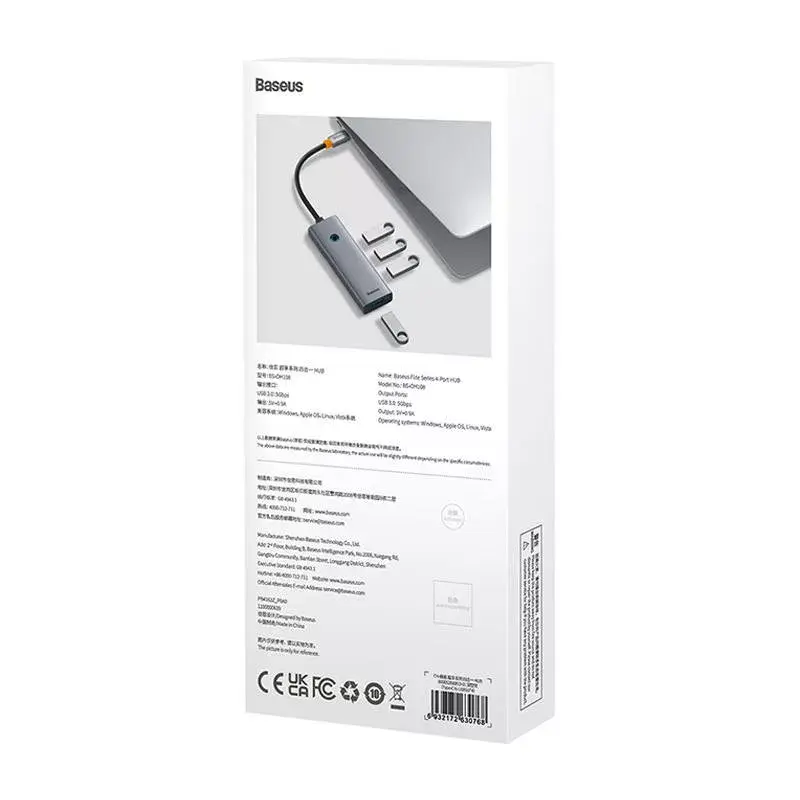 Baseus 4in1 Hub UltraJoy USB-C na USB 3.0 sivý kábel